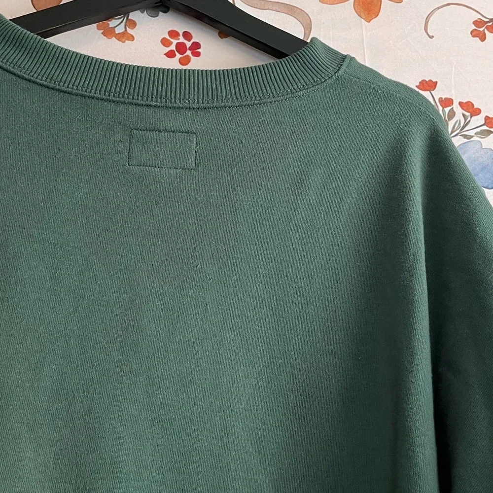 American Eagle Women XL Oversize Dark Hunter Green LaceUp Cozy Travel Sweatshirt - Picture 7 of 8